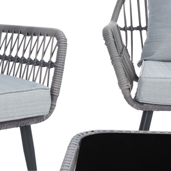 Safavieh ELSBETH 4-Piece Outdoor Living Set - Chic Weather-Resistant Patio Furniture for Stylish Gatherings Grey PAT9029B