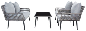 Safavieh ELSBETH 4-Piece Outdoor Living Set - Chic Weather-Resistant Patio Furniture for Stylish Gatherings Grey PAT9029B