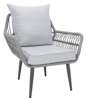Safavieh LONDYN 3-Piece Lounge Set for Relaxed Outdoor Living with Sculptural Armchairs and Accent Table Grey PAT9031B