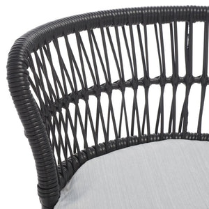 Safavieh KYOMI 3-Piece Outdoor Lounge Set - Modern Black Rope Chairs with Grey Cushions for Cozy Relaxation PAT9032A