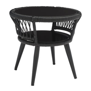 Safavieh KYOMI 3-Piece Outdoor Lounge Set - Modern Black Rope Chairs with Grey Cushions for Cozy Relaxation PAT9032A