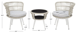 Safavieh KYOMI 3-Piece Outdoor Lounge Set – Grey Rope & Cushions for Stylish Patios, Balconies & Relaxation PAT9032B
