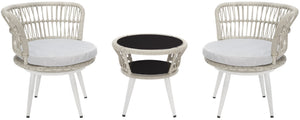 Safavieh KYOMI 3-Piece Outdoor Lounge Set – Grey Rope & Cushions for Stylish Patios, Balconies & Relaxation PAT9032B