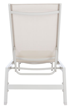 Safavieh FIONNE Sunlounger - Modern Minimalist Outdoor Lounger with Durable Design for Ultimate Relaxation White / Beige PAT9038A