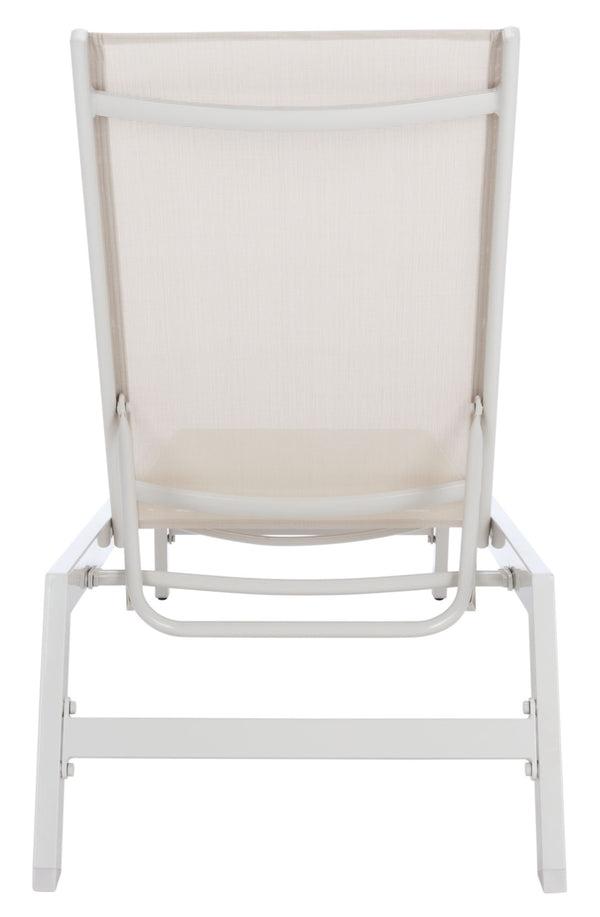 Safavieh FIONNE Sunlounger - Modern Minimalist Outdoor Lounger with Durable Design for Ultimate Relaxation White / Beige PAT9038A