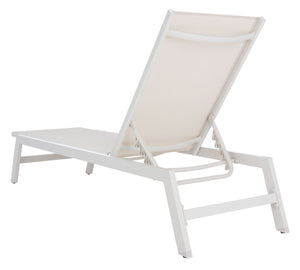 Safavieh FIONNE Sunlounger - Modern Minimalist Outdoor Lounger with Durable Design for Ultimate Relaxation White / Beige PAT9038A