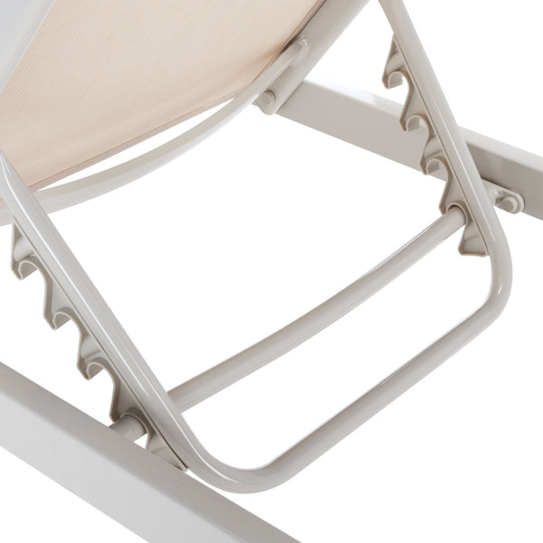 Safavieh FIONNE Sunlounger - Modern Minimalist Outdoor Lounger with Durable Design for Ultimate Relaxation White / Beige PAT9038A