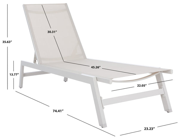 Safavieh FIONNE Sunlounger - Modern Minimalist Outdoor Lounger with Durable Design for Ultimate Relaxation White / Beige PAT9038A