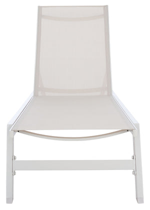 Safavieh FIONNE Sunlounger - Modern Minimalist Outdoor Lounger with Durable Design for Ultimate Relaxation White / Beige PAT9038A