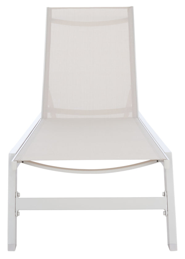 Safavieh FIONNE Sunlounger - Modern Minimalist Outdoor Lounger with Durable Design for Ultimate Relaxation White / Beige PAT9038A