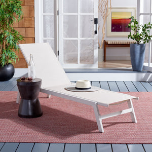 Safavieh FIONNE Sunlounger - Modern Minimalist Outdoor Lounger with Durable Design for Ultimate Relaxation White / Beige PAT9038A