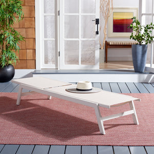 Safavieh FIONNE Sunlounger - Modern Minimalist Outdoor Lounger with Durable Design for Ultimate Relaxation White / Beige PAT9038A