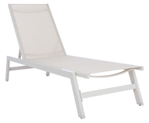 Safavieh FIONNE Sunlounger - Modern Minimalist Outdoor Lounger with Durable Design for Ultimate Relaxation White / Beige PAT9038A