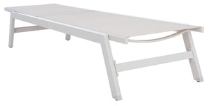 Safavieh FIONNE Sunlounger - Modern Minimalist Outdoor Lounger with Durable Design for Ultimate Relaxation White / Beige PAT9038A