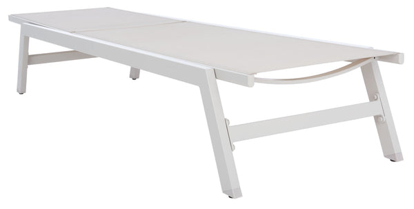 Safavieh FIONNE Sunlounger - Modern Minimalist Outdoor Lounger with Durable Design for Ultimate Relaxation White / Beige PAT9038A