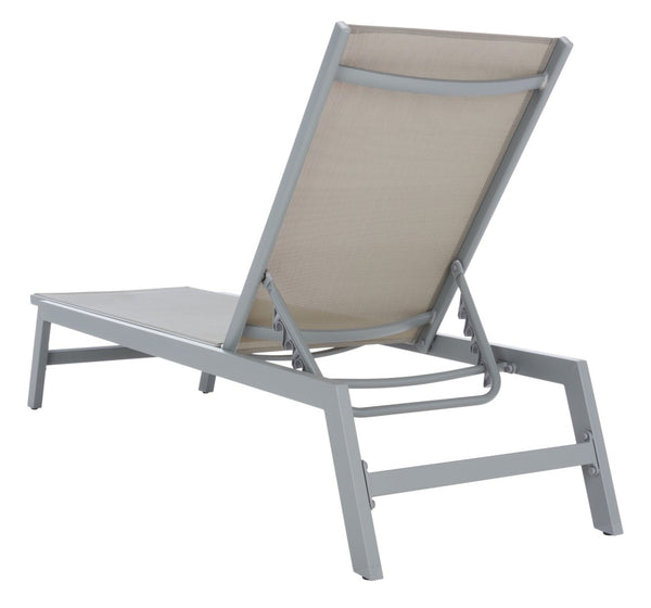 Safavieh FIONNE Sunlounger - Modern Minimalist Outdoor Lounger with Durable Design for Ultimate Relaxation Silver / Grey PAT9038B