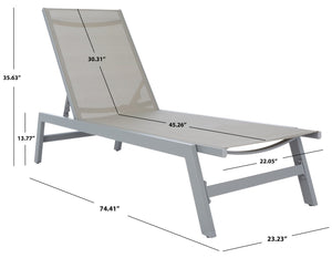 Safavieh FIONNE Sunlounger - Modern Minimalist Outdoor Lounger with Durable Design for Ultimate Relaxation Silver / Grey PAT9038B