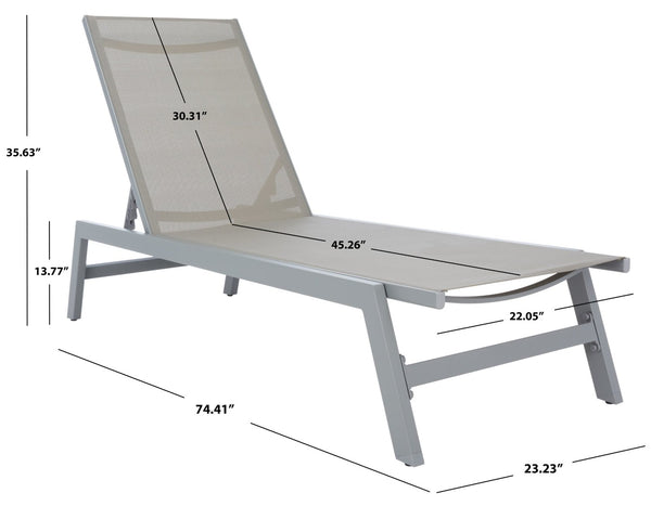 Safavieh FIONNE Sunlounger - Modern Minimalist Outdoor Lounger with Durable Design for Ultimate Relaxation Silver / Grey PAT9038B