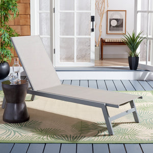 Safavieh FIONNE Sunlounger - Modern Minimalist Outdoor Lounger with Durable Design for Ultimate Relaxation Silver / Grey PAT9038B