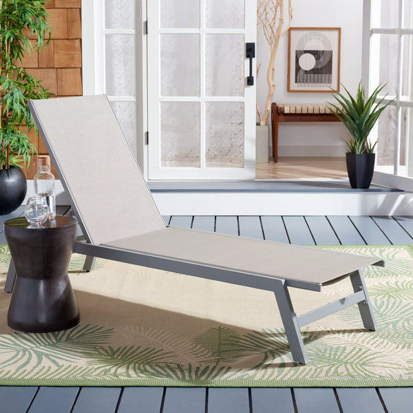 Safavieh FIONNE Sunlounger - Modern Minimalist Outdoor Lounger with Durable Design for Ultimate Relaxation Silver / Grey PAT9038B