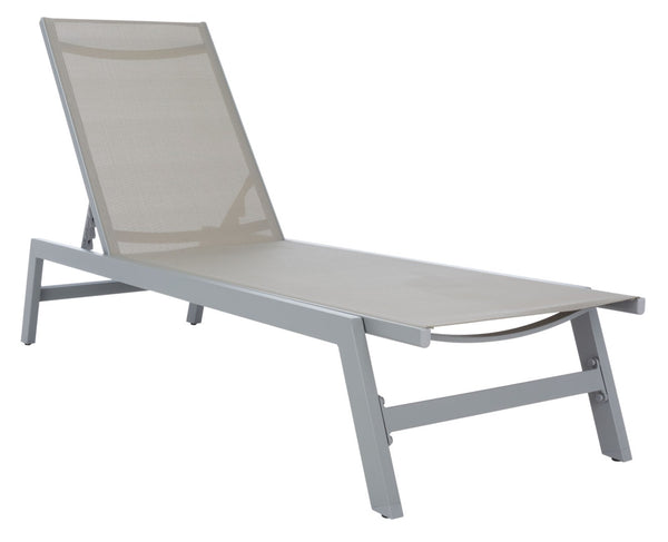 Safavieh FIONNE Sunlounger - Modern Minimalist Outdoor Lounger with Durable Design for Ultimate Relaxation Silver / Grey PAT9038B
