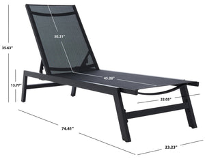 Safavieh FIONNE Sunlounger - Modern Minimalist Outdoor Lounger with Durable Design for Ultimate Relaxation Black PAT9038C