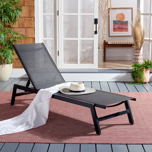 Safavieh FIONNE Sunlounger - Modern Minimalist Outdoor Lounger with Durable Design for Ultimate Relaxation Black PAT9038C