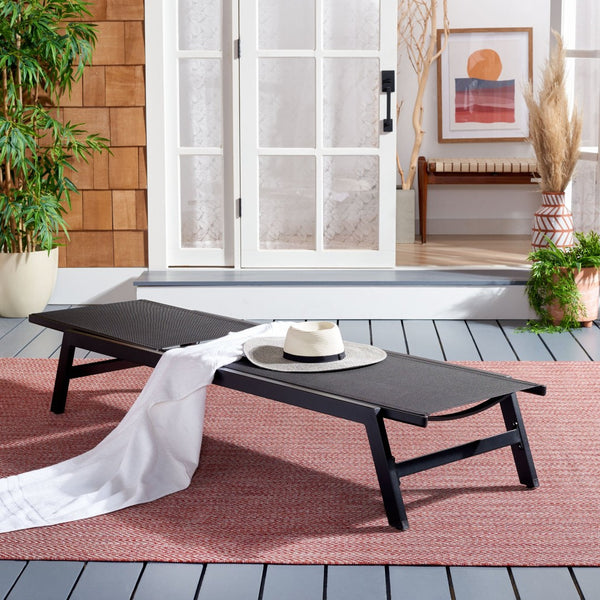 Safavieh FIONNE Sunlounger - Modern Minimalist Outdoor Lounger with Durable Design for Ultimate Relaxation Black PAT9038C