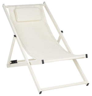 Safavieh CAMLIN Sling Chairs Set of 2 - Stylish Outdoor Loungers with Adjustable Positions and Built-In Headrest Beige / Beige PAT9039A-SET2