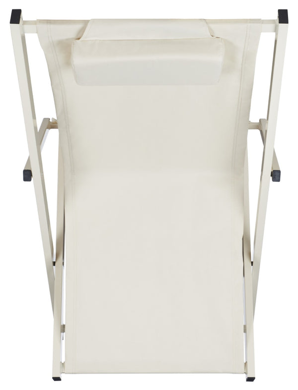 Safavieh CAMLIN Sling Chairs Set of 2 - Stylish Outdoor Loungers with Adjustable Positions and Built-In Headrest Beige / Beige PAT9039A-SET2