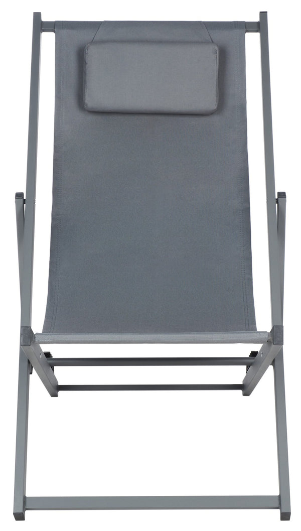 Safavieh CAMLIN Sling Chairs Set of 2 - Stylish Outdoor Loungers with Adjustable Positions and Built-In Headrest Grey / Grey PAT9039B-SET2