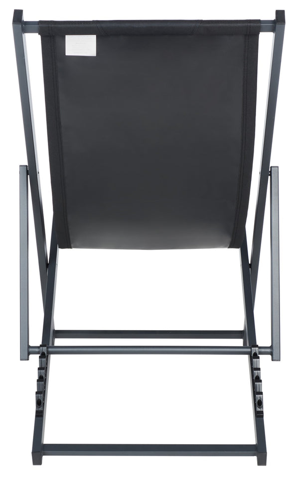 Safavieh CAMLIN Sling Chairs Set of 2 - Stylish Outdoor Loungers with Adjustable Positions and Built-In Headrest Black / Black PAT9039C-SET2