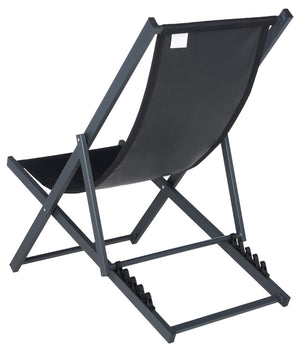 Safavieh CAMLIN Sling Chairs Set of 2 - Stylish Outdoor Loungers with Adjustable Positions and Built-In Headrest Black / Black PAT9039C-SET2