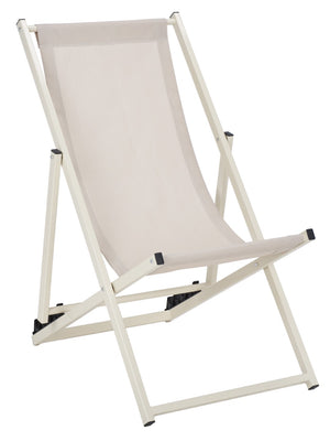 Safavieh BRESLIN Sling Chairs Set of Two – Adjustable, Weather-Resistant Design for Stylish Outdoor Comfort Beige / Beige PAT9040A-SET2