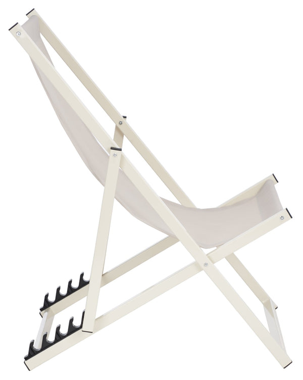 Safavieh BRESLIN Sling Chairs Set of Two – Adjustable, Weather-Resistant Design for Stylish Outdoor Comfort Beige / Beige PAT9040A-SET2