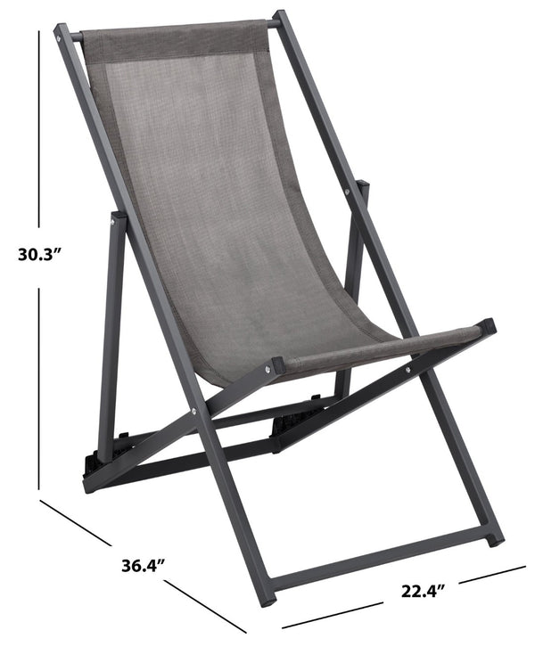 Safavieh BRESLIN Sling Chairs Set of Two – Adjustable, Weather-Resistant Design for Stylish Outdoor Comfort Grey / Grey PAT9040B-SET2