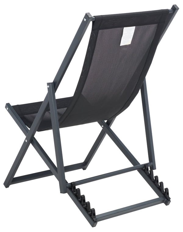 Safavieh BRESLIN Sling Chairs Set of Two – Adjustable, Weather-Resistant Design for Stylish Outdoor Comfort Black / Black PAT9040C-SET2