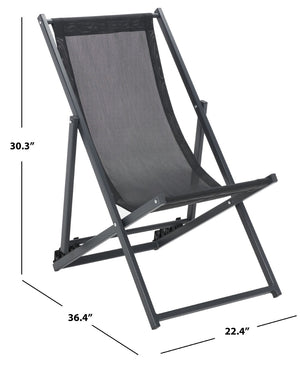 Safavieh BRESLIN Sling Chairs Set of Two – Adjustable, Weather-Resistant Design for Stylish Outdoor Comfort Black / Black PAT9040C-SET2