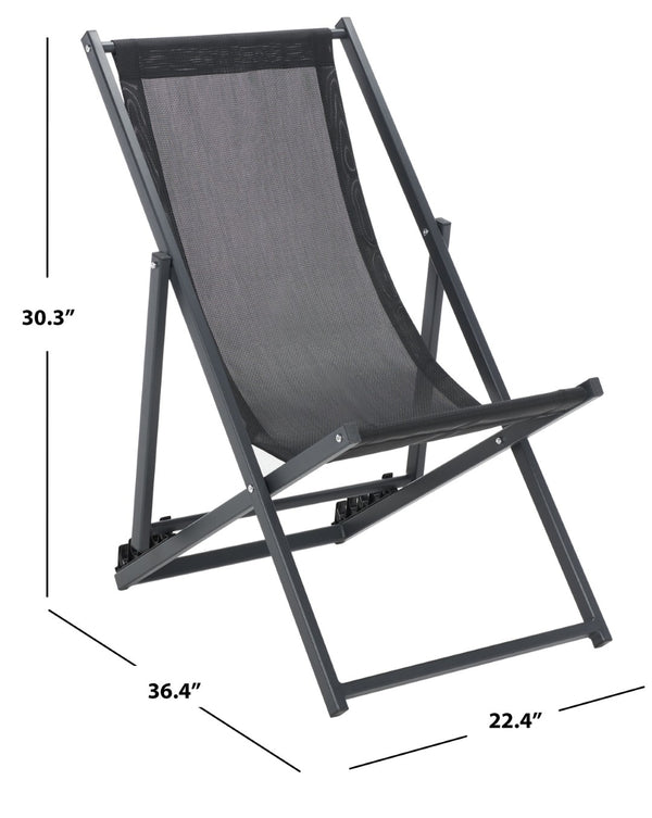 Safavieh BRESLIN Sling Chairs Set of Two – Adjustable, Weather-Resistant Design for Stylish Outdoor Comfort Black / Black PAT9040C-SET2