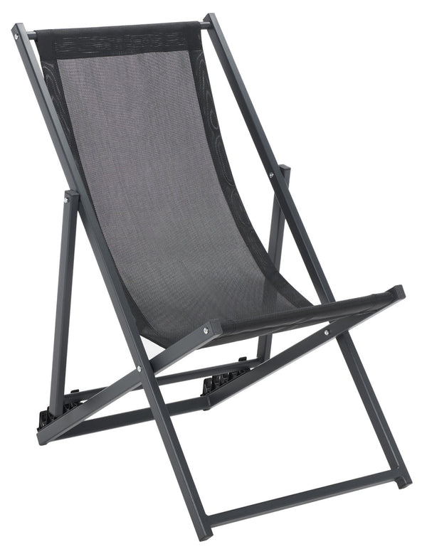 Safavieh BRESLIN Sling Chairs Set of Two – Adjustable, Weather-Resistant Design for Stylish Outdoor Comfort Black / Black PAT9040C-SET2