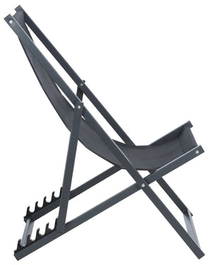 Safavieh BRESLIN Sling Chairs Set of Two – Adjustable, Weather-Resistant Design for Stylish Outdoor Comfort Black / Black PAT9040C-SET2