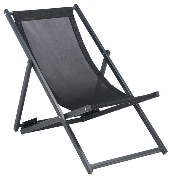 Safavieh BRESLIN Sling Chairs Set of Two – Adjustable, Weather-Resistant Design for Stylish Outdoor Comfort Black / Black PAT9040C-SET2