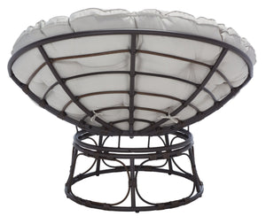 Safavieh KIRAYA Papasan Chair - Cozy Grey Fabric Cushion with Stylish Brown Metal Frame for Outdoor Relaxation PAT9041A