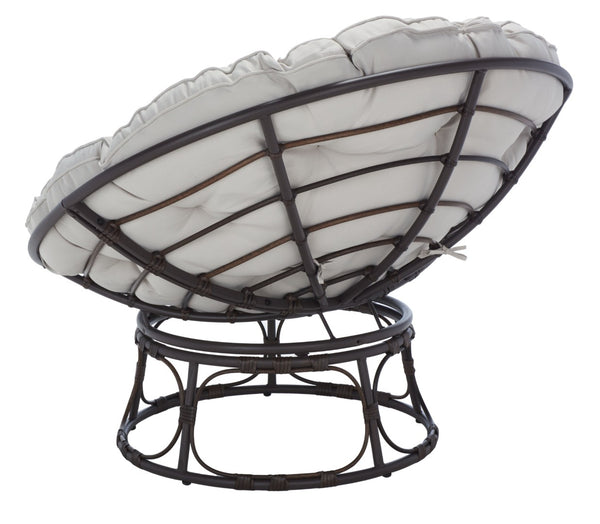 Safavieh KIRAYA Papasan Chair - Cozy Grey Fabric Cushion with Stylish Brown Metal Frame for Outdoor Relaxation PAT9041A