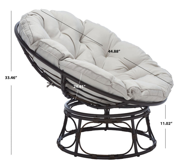 Safavieh KIRAYA Papasan Chair - Cozy Grey Fabric Cushion with Stylish Brown Metal Frame for Outdoor Relaxation PAT9041A