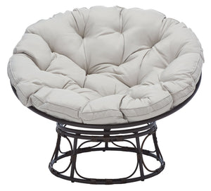Safavieh KIRAYA Papasan Chair - Cozy Grey Fabric Cushion with Stylish Brown Metal Frame for Outdoor Relaxation PAT9041A