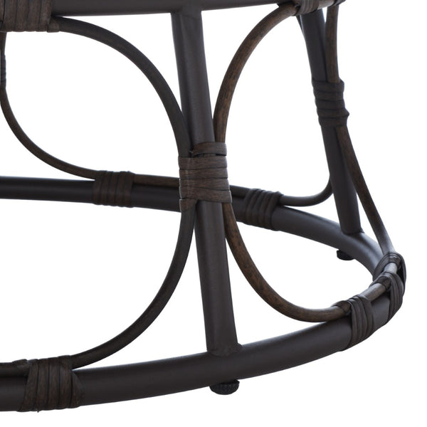 Safavieh KIRAYA Papasan Chair - Cozy Grey Fabric Cushion with Stylish Brown Metal Frame for Outdoor Relaxation PAT9041A