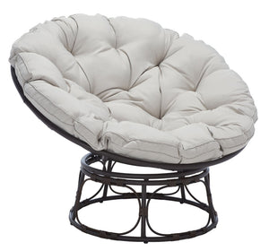 Safavieh KIRAYA Papasan Chair - Cozy Grey Fabric Cushion with Stylish Brown Metal Frame for Outdoor Relaxation PAT9041A