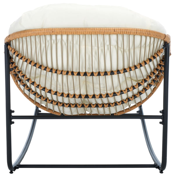 Safavieh RAVENA Rocking Chair - Stylish Rattan Shell with Plush Cushion for Cozy Indoor & Outdoor Relaxation PAT9042A