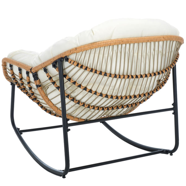 Safavieh RAVENA Rocking Chair - Stylish Rattan Shell with Plush Cushion for Cozy Indoor & Outdoor Relaxation PAT9042A